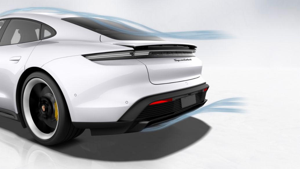 Taycan Turbo S: aerodin&aacute;mica trasera, 2019, Porsche AG