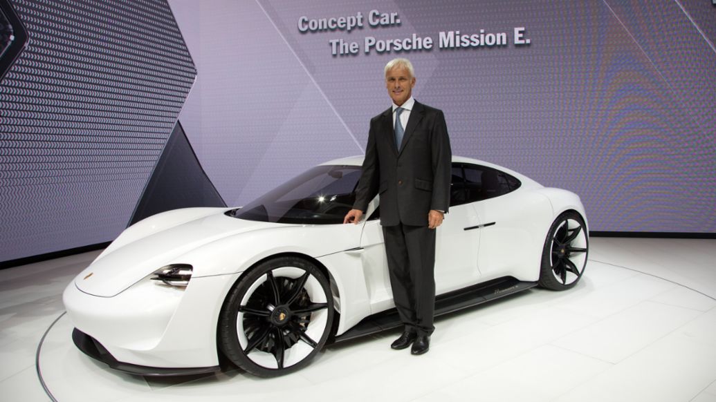 Matthias M&uuml;ller, Chairman of the Executive Board, Concept car, Press Conference IAA , Frankfurt, 2015, Porsche AG