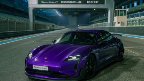 Porsche Taycan Turbo GT sets official production EV lap record at Yas Marina Circuit