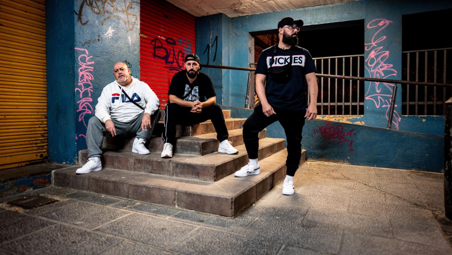 Rap-Crew Falsalarma, Roadtrip Back2Tape, Barcelona, 2020, Porsche AG