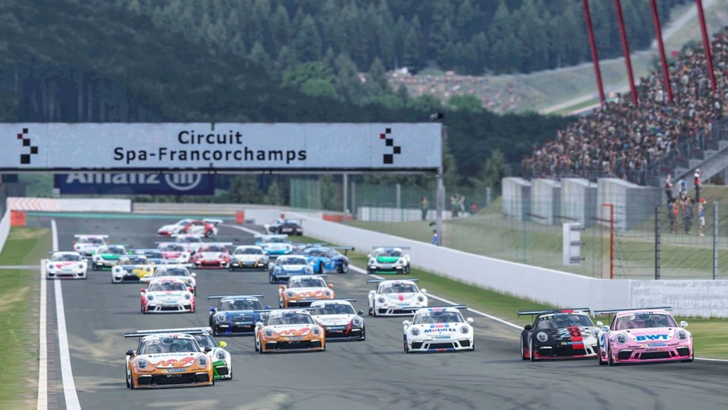 Porsche 911 GT3 Cup, Porsche Mobil 1 Supercup Edición Virtual, carrera 5, Spa-Francorchamps, 2020, Porsche AG