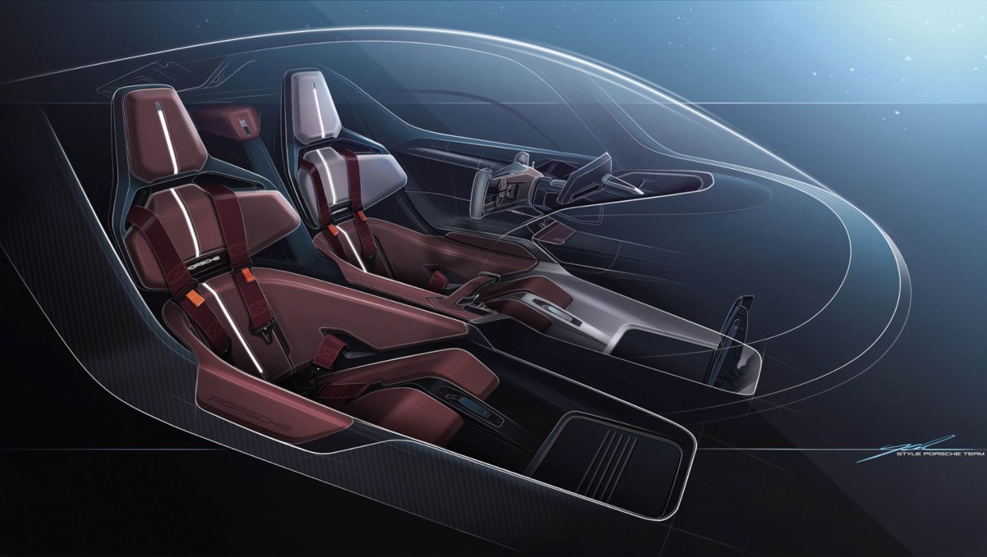 Design Sketch, Porsche Mission X, 2023, Porsche AG