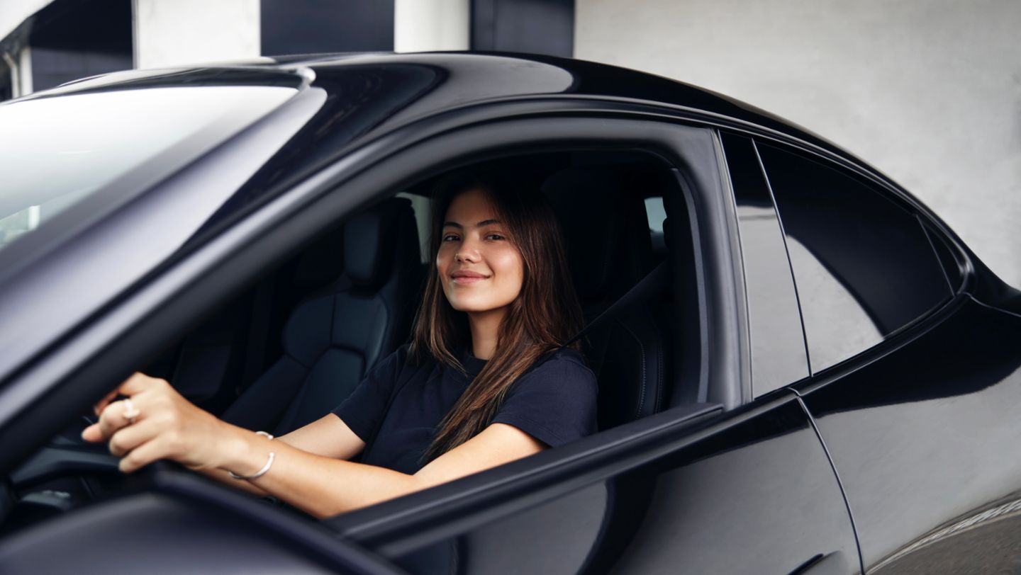 Emma Raducanu, tennis player and Porsche Brand Ambassador, Taycan, Shenyang, 2023, Porsche AG