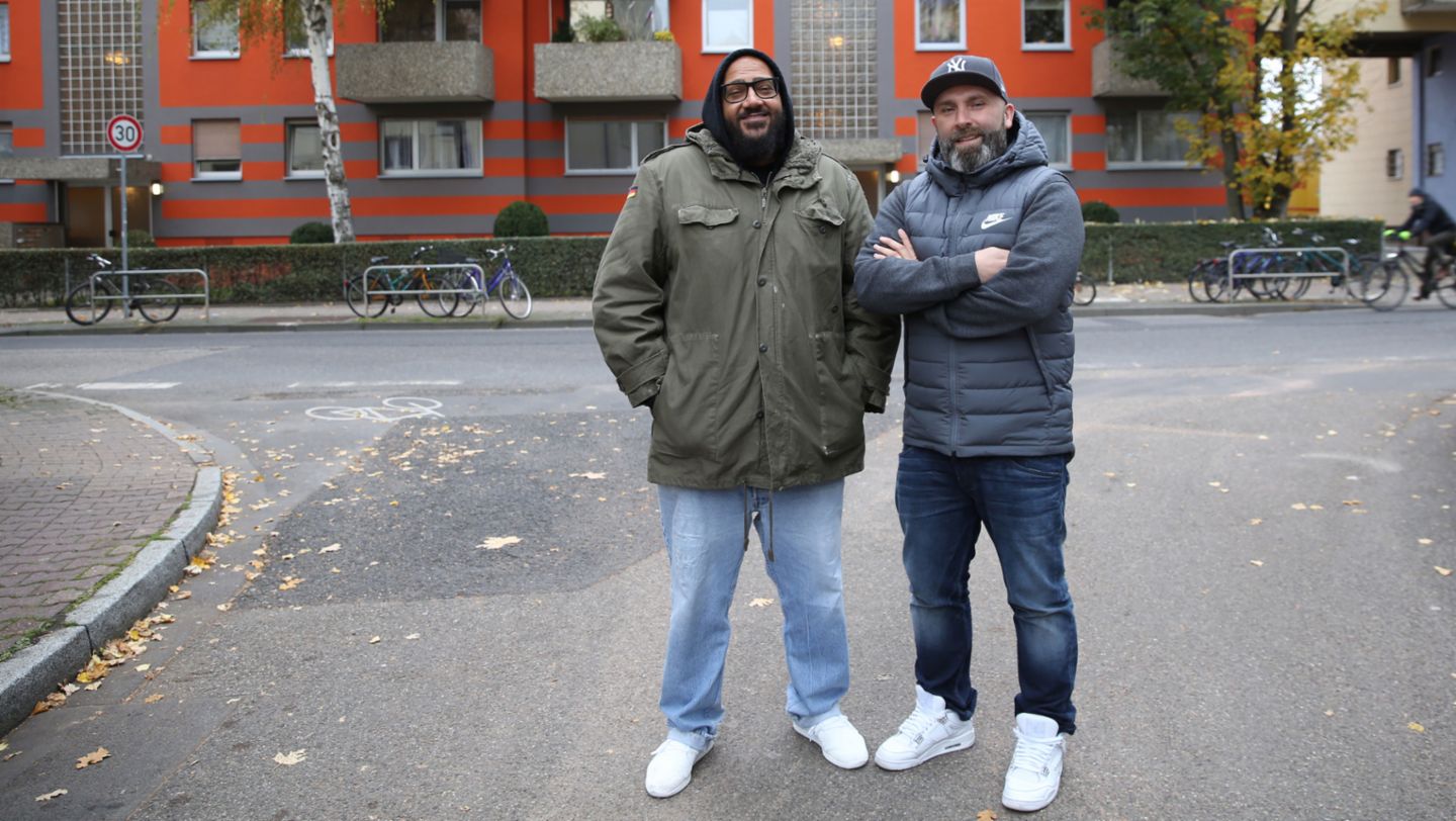 Moses Pelham, Niko Hüls, Backspin, l-r, Back to Tape, Frankfurt, 2018, Porsche AG